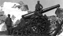 artiglieri in posa con orgoglio accanto al cannone italiano da 149mm G. (ex 15cm G.R.C. ret.) M1882 nella postazione a quota 3290m s.l.m. di Cresta Croce (il peso della sola canna è 3237kg)